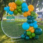 Create a vibrant and cheerful atmosphere at your next party with our Birthday Ring Decor Border made of green, yellow, and blue balloons. Perfect for birthdays, anniversaries, or any festive occasion, this decorative border will surely make your event stand out.