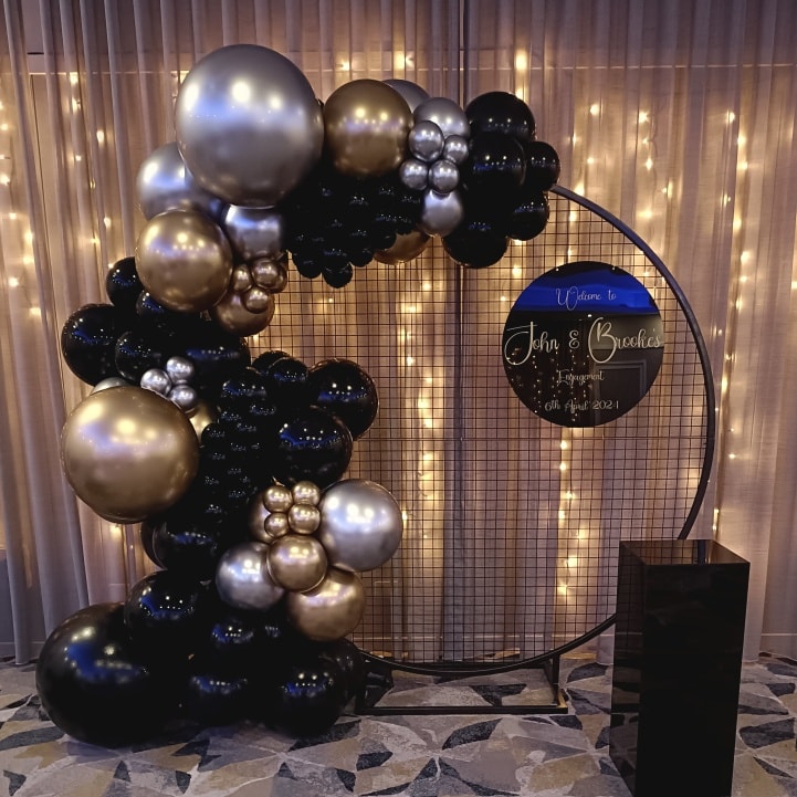 Black & Silver Balloon Arch Backdrop